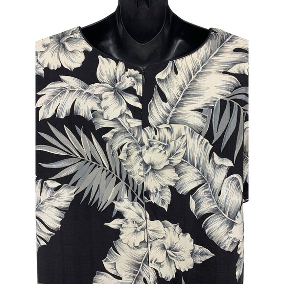 Island Attitudes Women Aloha Hawaiian Shift Dress Medium M Black Silk EUC - Picture 6 of 8